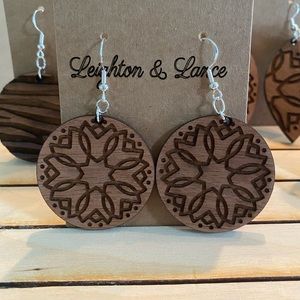 New Wood Engraved Sapele Earrings